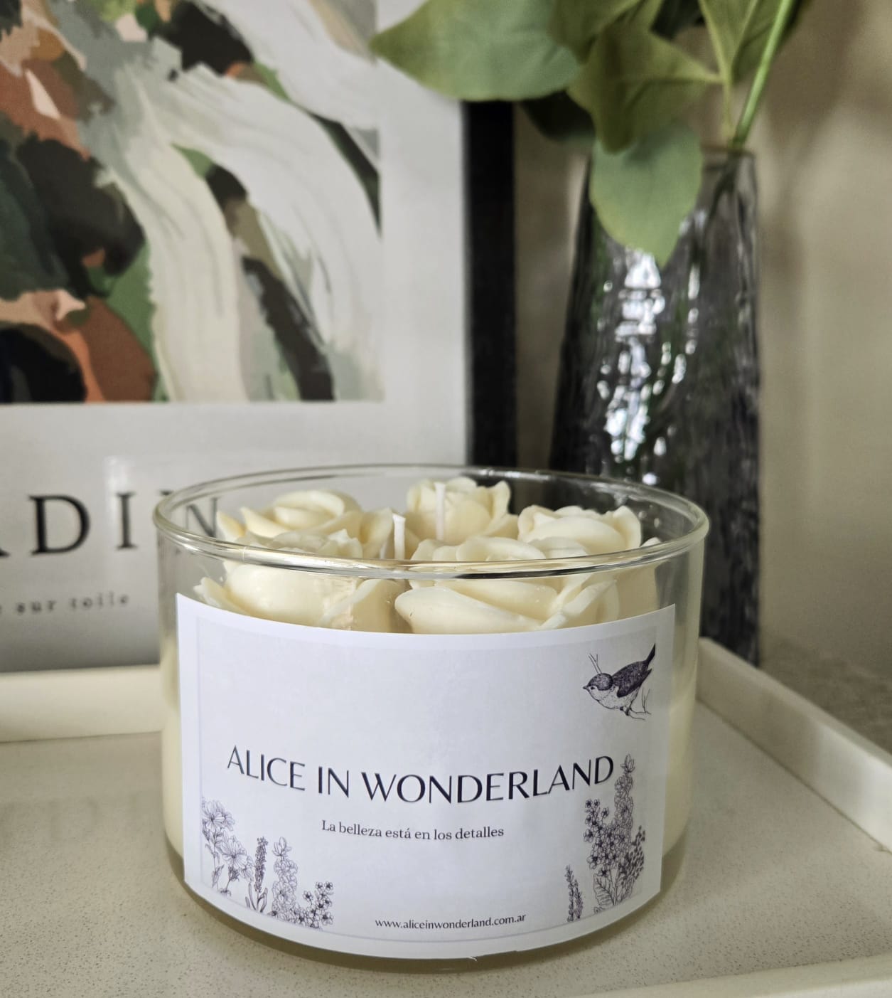 Vela Composicion en vidrio 13x8.5