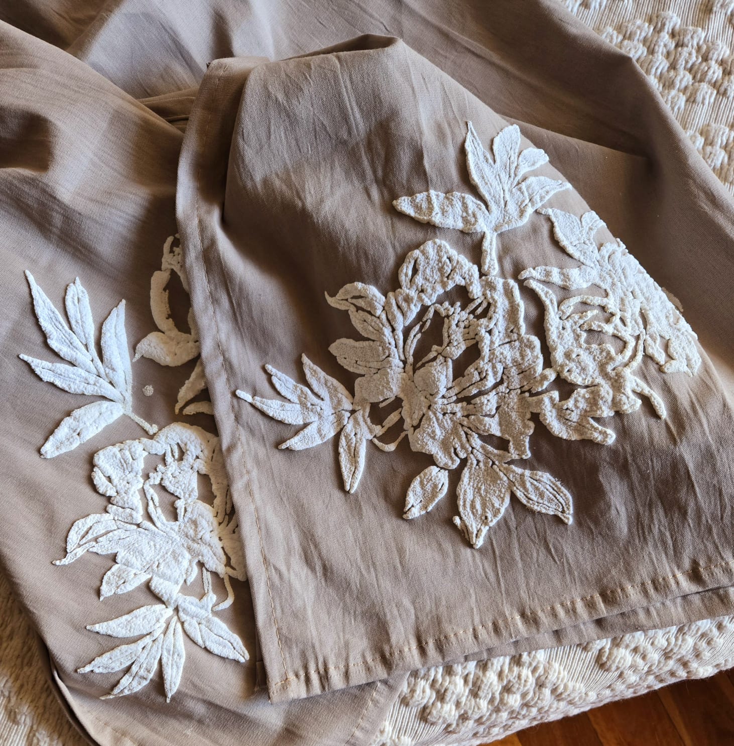 Mantel Algodon Tussor 1,40x2.50mts Pintado a Mano