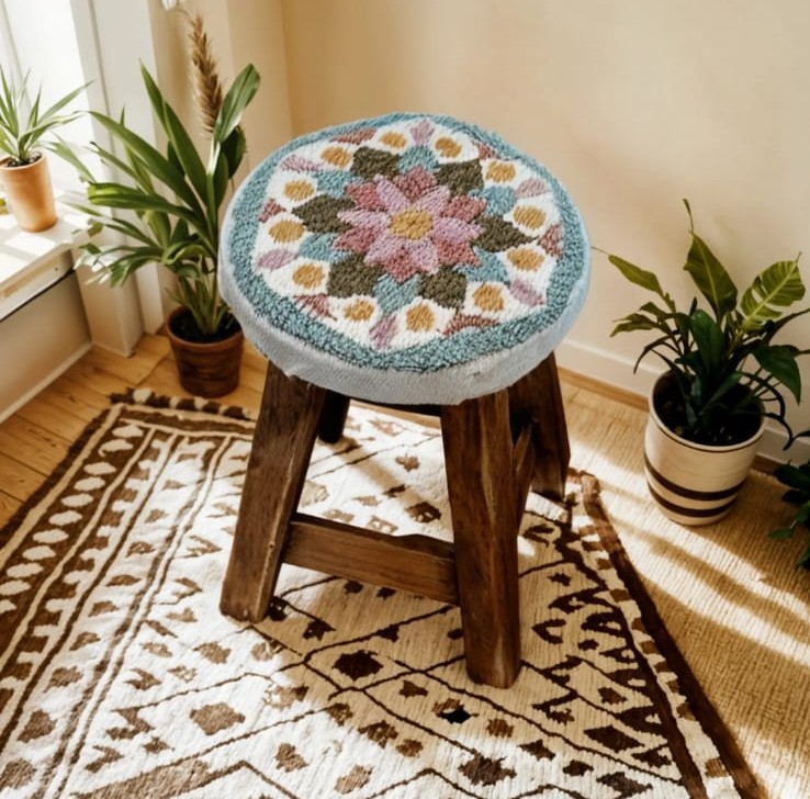 Banco Madera asiento Bordado - Imagen 1